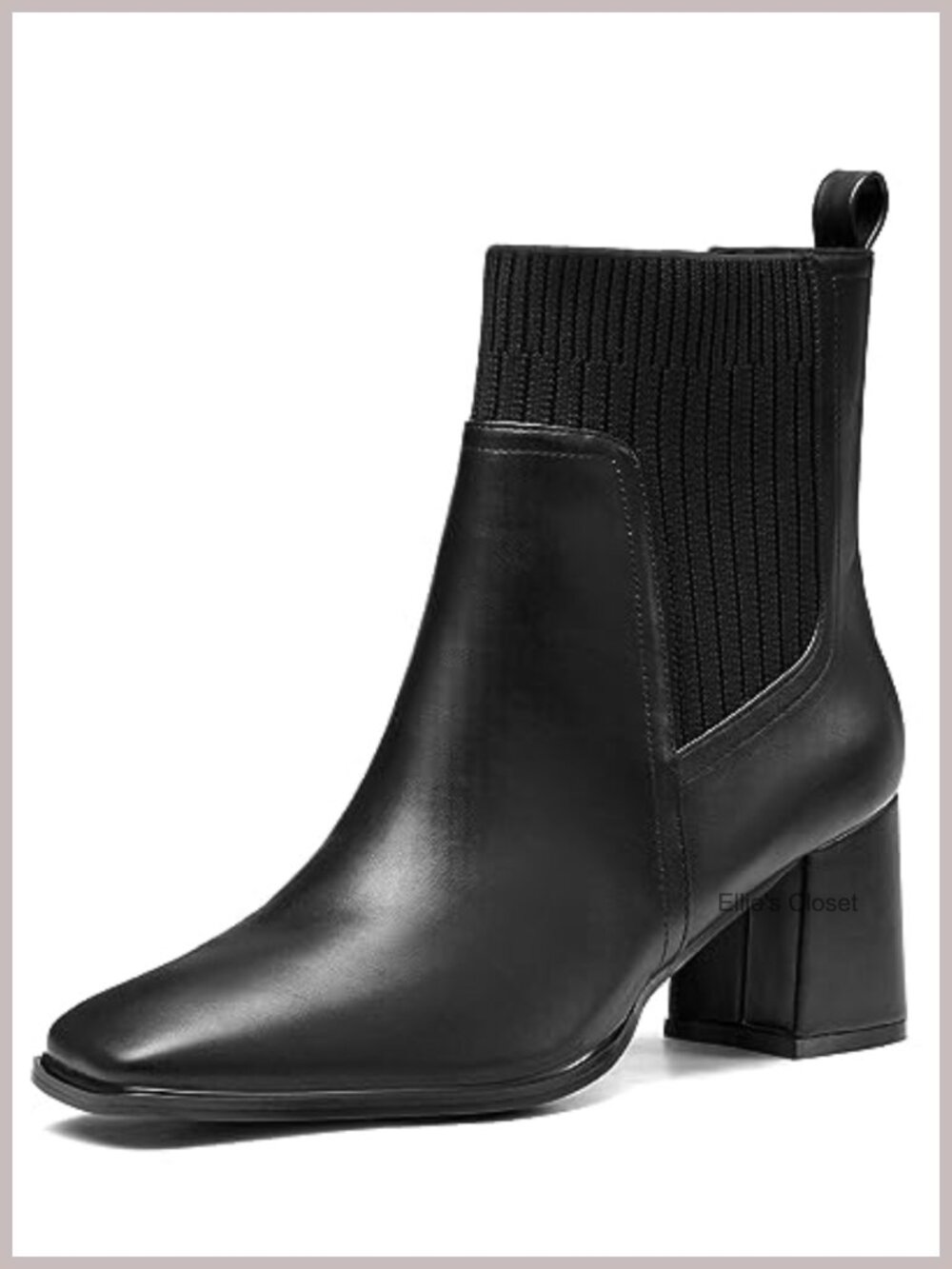 Coutgo Women's Faux Suede Slip On Ankle Boot Chunky Block Heel Sock Bootie